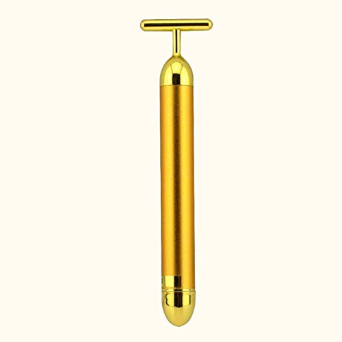 Finlon 24k Golden Beauty Bar Pulse Facial Massager T Shape Gold Facial Roller Beauty Massager Energy,Face Firming, Anti-Wrinkles, Eliminate Dark Circles