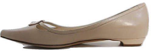 Jimmy Choo Nude Beige Leather Pointed Flat Pumps