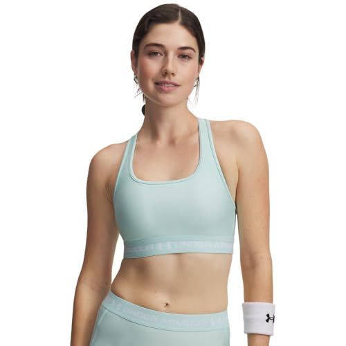 Under Armour Women's Crossback Mid Impact Sports Bra, (703) Refresh Mint / / Wh…