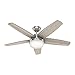 Hunter Fan 52 inch Contemporary Brushed Nickel Indoor Ceiling Fan with Light Kit and Remote Control (Renewed)