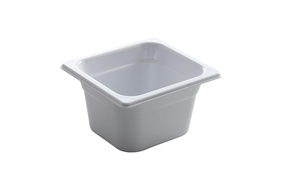 HENDI container, temperature resistant from -20° to 70°C, hygienic, lightweight and shockproof, GN 1/6, 176x162(H)100mm, melamine, white