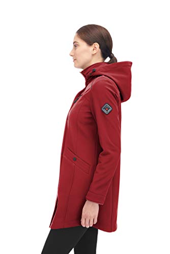 Alpine North Women's Soft-Shell Jacket Lightweight Water Repellent Long Coat (Small, Cranberry)