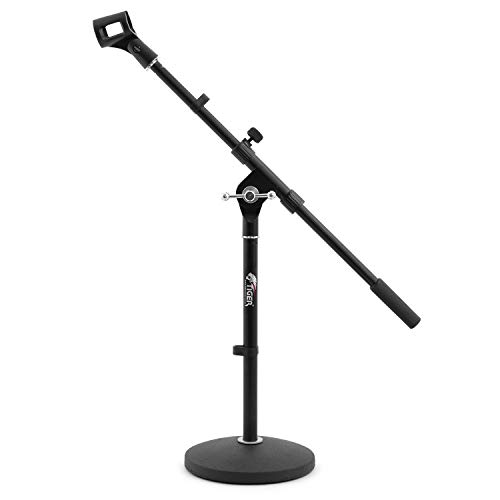 Tiger MCA42-BK Desktop Boom Microphone Stand - Weighted Round Base - Black