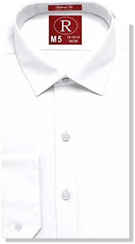 Real Cotton Mens Fitted White Dress Shirt or Tuxedo Shirt, Convertible Cuff, Spread Collar - Style Clark