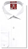Real Cotton Mens Fitted White Dress Shirt or Tuxedo Shirt, 100% Cotton, Fashion Cuff, Spread Collar White, 16-16.5