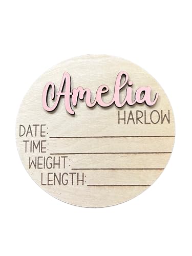 Personalized 3D Newborn Baby Name Announcement with Stats, Custom Baby Name Hospital Photo Prop, Many sizes, 25 Font Options, 30 Colors