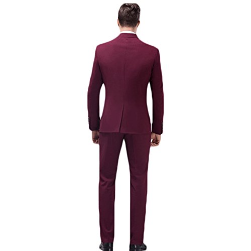 image for MAGE MALE Mens Solid 3-Piece Suit Slim Fit Notch Lapel One Button Tuxe