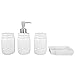 4-Piece Ceramic Mason Jar Bathroom Set (White), By Home Basics | Beautiful and Contemporary Design Bathroom Accessory Sets | Bath Accessories For Bathroom | Includes Soap Dish, Tumbler, Toothbrush Holder, and Lotion Dispenser