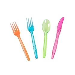Rainbow Plastic Silverware Set, Neon