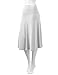 Lock and Love LL WB1105 Womens Lightweight Fold Over Flared Midi Skirt M White
