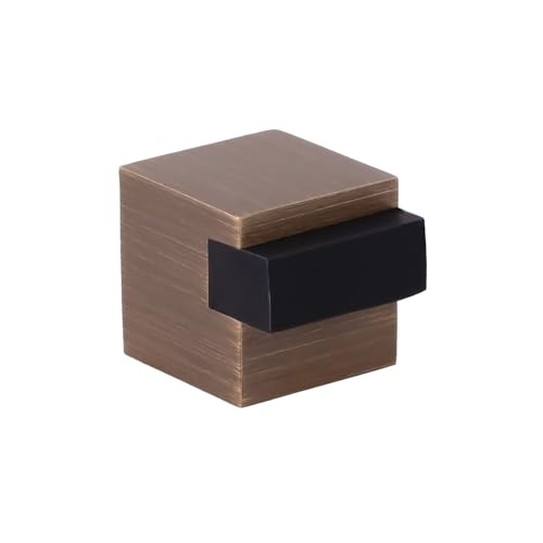 EVI Herrajes | Fermaporta da pavimento - Design quadrato | 20 x 20 mm | Ottone pelle - gomma nera | Montaggio adesivo | I-197/20
