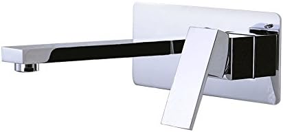 Bathroom Sink Faucet - Modern Wall Mounted Single Handle Widespread Tub Faucet, Polished Chrome