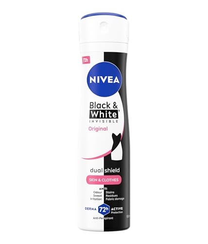 Nivea Black & White Invisible Original Deodorant Spray, Pack of 6 x 150 ml, Anti-Halo Fragrant Antiperspirant Protects Skin and Clothes