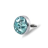 Aquamarine Crystal stone Surgical Steel Dermal Anchor Tops Body jewelry