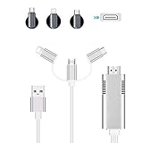 3 in 1 HDMI Adapter Cable, Tiancai Type-C/Micro USB/Phone to TV Projector Monitor 1080P HDTV HDMI Cable Adapter for All Mobile Phone Devices