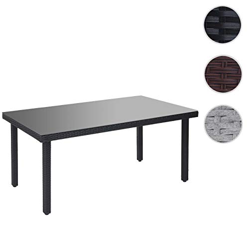 Mendler Poly-Rattan Gartentisch Cava, Esstisch Tisch mit Glasplatte, 160x90x74cm - anthrazit – Bild 7
