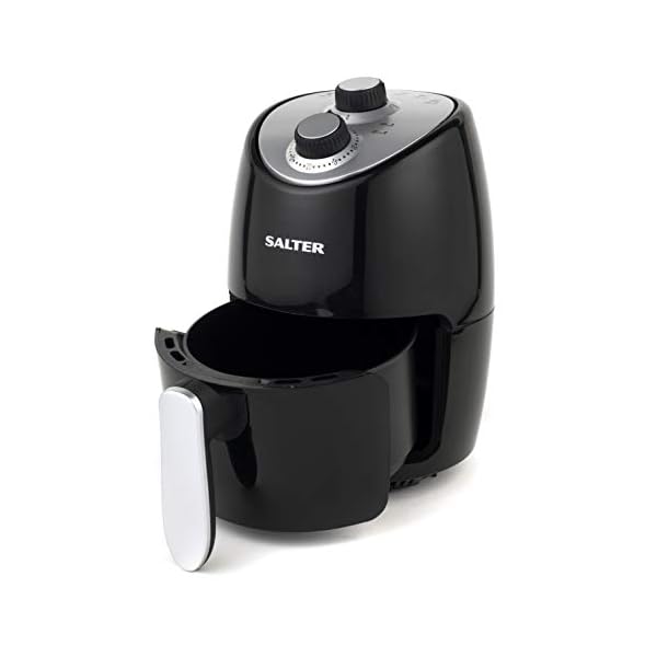 Salter-EK2817-Compact-Hot-Air-Fryer-with-Removable-Frying-Rack-2-L-1000-W-BlackSilver Salter EK2817 Compact 2L Hot Air Fryer, 1000W Fryer, Removable Frying Rack & 30 Minute Timer, Adjustable Temperature…