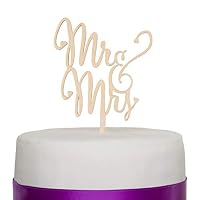 Ella Celebration Mr & Mrs Wooden Wedding Cake Topper, Small Rustic Reception Decoration (Mr and Mrs)