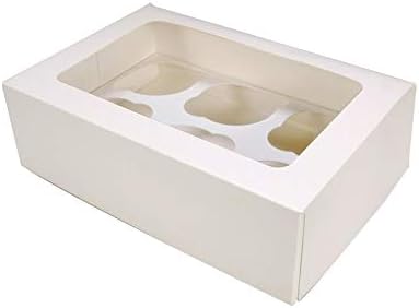 Cajas para cupcakes, 6 agujeros, 25 unidades, color blanco: Amazon.es: Hogar