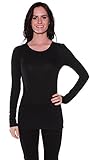 Active Products Womens Basic Athletic Fitted Plain Long Sleeves Round Crew Neck T Shirt Small Black