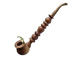 Handmade Wooden Smoking Pipe – 100% Natural Long Smoking Pipes for Tobacco with Metal Bowl Cover – Handmade Gift for Tobacco & Herb Smoking Pipe Lovers by Land of Wood, Brown Grey