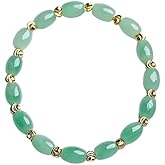 Natural Jade Bracelet for Women Gradient Green Jade Bead Elastic Bracelet, Suitable for Christmas, Thanksgiving