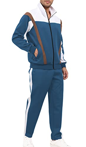 November's Chopin Men's Tracksuits 2 Piece Jogging Suits Sports Running Sweatsuits Track Suits Set Green Brown Large