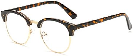 LOMOL Fashion Retro Personality Transparent Lens Semi-rimless Comfortable Myopia Frame Glasses(C2)