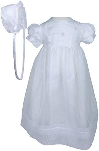 Girls' White Organza Overlay Gown with Sheer Flowers