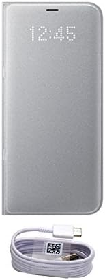 Galaxy S8+ LED Wallet Cover (Silver) With Type-C Cable, Samsung Official Genuine