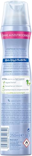 NIVEA Blonde Care Styling Spray, stärkendes Haarspray mit Panthenol & Vitamin B3, Haarlack für strahlend blondes Haar & 24h Halt (Haltestufe 4), veganes Pflegespray (250 ml) 6