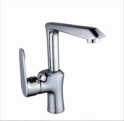 Muzyo Single Handle Bathroom Faucet Brass Chrome Cold Heat Water Plating Single Hole Faucet Basin Taps Swivel Spout