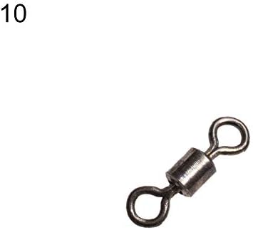 SEGRJ 50Pcs Fishing Connector #4-#10 Ball Bearing Swivel Solid Rings Fishing Linker Hooks
