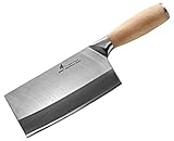 ZHEN Japanese VG-10 3-Layer Forged High Carbon Stainless Steel Medium Duty Cleaver Chef Butcher Chopping Knife(Bone Chopper), 6.5-inch, OAK Handle