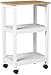 Catskill Craftsmen Utility Kitchen Cart/Microwave Stand, White Base with Natural Top