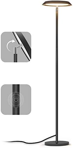 Floor Lamp,LED Dimmable Tall Floor Lamps,Modern Industrial Standing Light,TECKIN Touch Control Reading Light for Living Rooms Bedrooms&Offices,3000K Warm White, 20W, Black [Energy Class A]