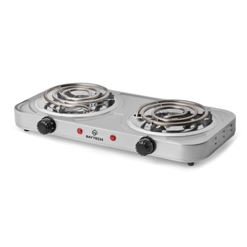 Fogareiro Elétrico 2 Bocas Espiral 127V/220V 2000W Portátil BAYTECH (Prata, 220V)
