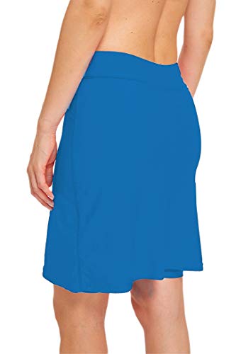Micosuza Womens Skirted Swim Short Sun Protective UPF 50+ Swimming Bottom with Attached Skirt Blue Medium - Thumbnail 5