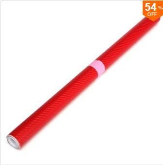 Alamor 2Mx50CM DIY Gloss 3D Carbon Fiber Vinyl Wrap Roll Film Sticker For Car Vehicle 8 Colors - Red
