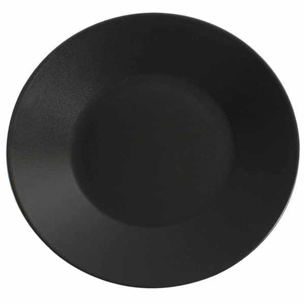drinkstuff Midnight Wide Rim Plates Black 27.5cm - Pack of 6 | Stoneware Plates
