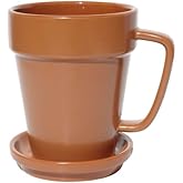 KOLMe.Be. Flower pot coffee mug. Reusable coffee cups with lids The coffee cups are large glass cup with handle. Aesthetic gifts for women and men, fun birthday gifts, great coffee bar decor.