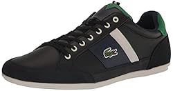 Lacoste Men's Chaymon Sneaker, Blk/Wht Leather, 7.5