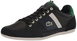 Lacoste Men's Chaymon Sneaker, Blk/Wht Leather, 10.5