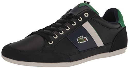 Lacoste Men's Chaymon Sneaker, Blk/Wht Leather, 10.5