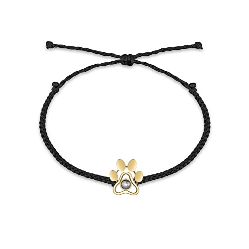 Personalized Photo Projection Dog Paw Bracelets, 100 Languages I Love You Bracelet Customized Gifts for Pet lovers