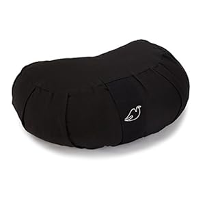 Blue Dove Yoga Crescent Zafu with Washable Organic Cotton Cover Meditation Cushion filled with Kapok 40 cm x 25 cm x 14 cm