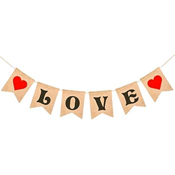 Amazon Com Love Burlap Heart Banner Assembled Banner No Diy