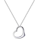 Hilufiet Heart Pendant Necklace Open Heart Necklace Simple Elegant Necklace for Women