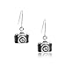 Spinningdaisy Dangling Classic Film Camera Earrings (Black with Silver FBA)