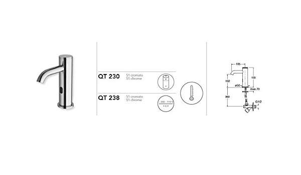 Grifo electrónico lavabo Silfra Quiktronic QT230: Amazon.es ...